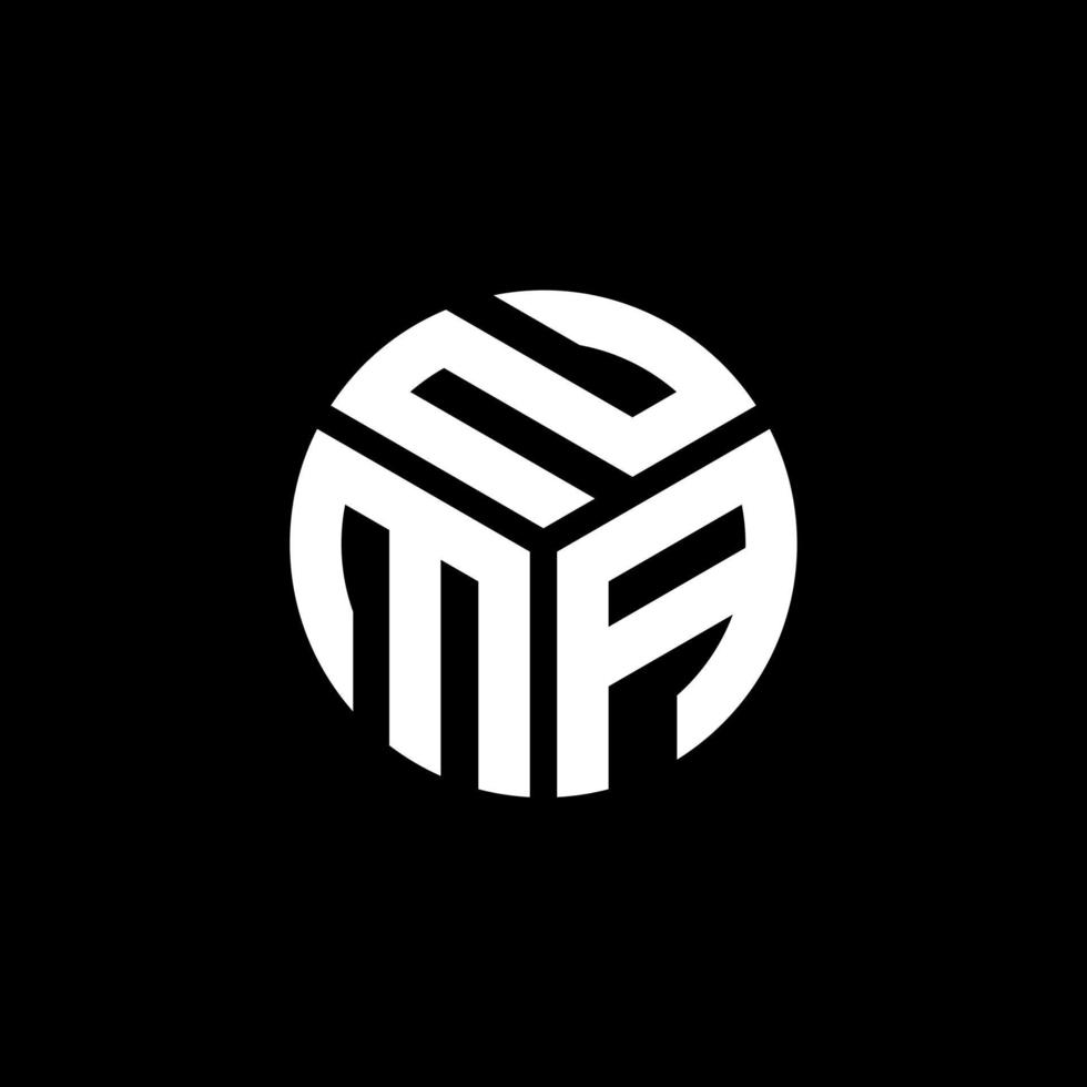 diseño de logotipo de letra nma sobre fondo negro. concepto de logotipo de letra de iniciales creativas nma. diseño de carta nma. vector