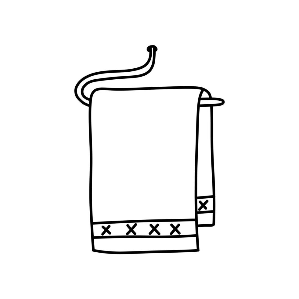 ilustración vectorial dibujada a mano del icono de la toalla de baño en estilo garabato. bonita ilustración del icono textil de baño sobre fondo blanco. vector