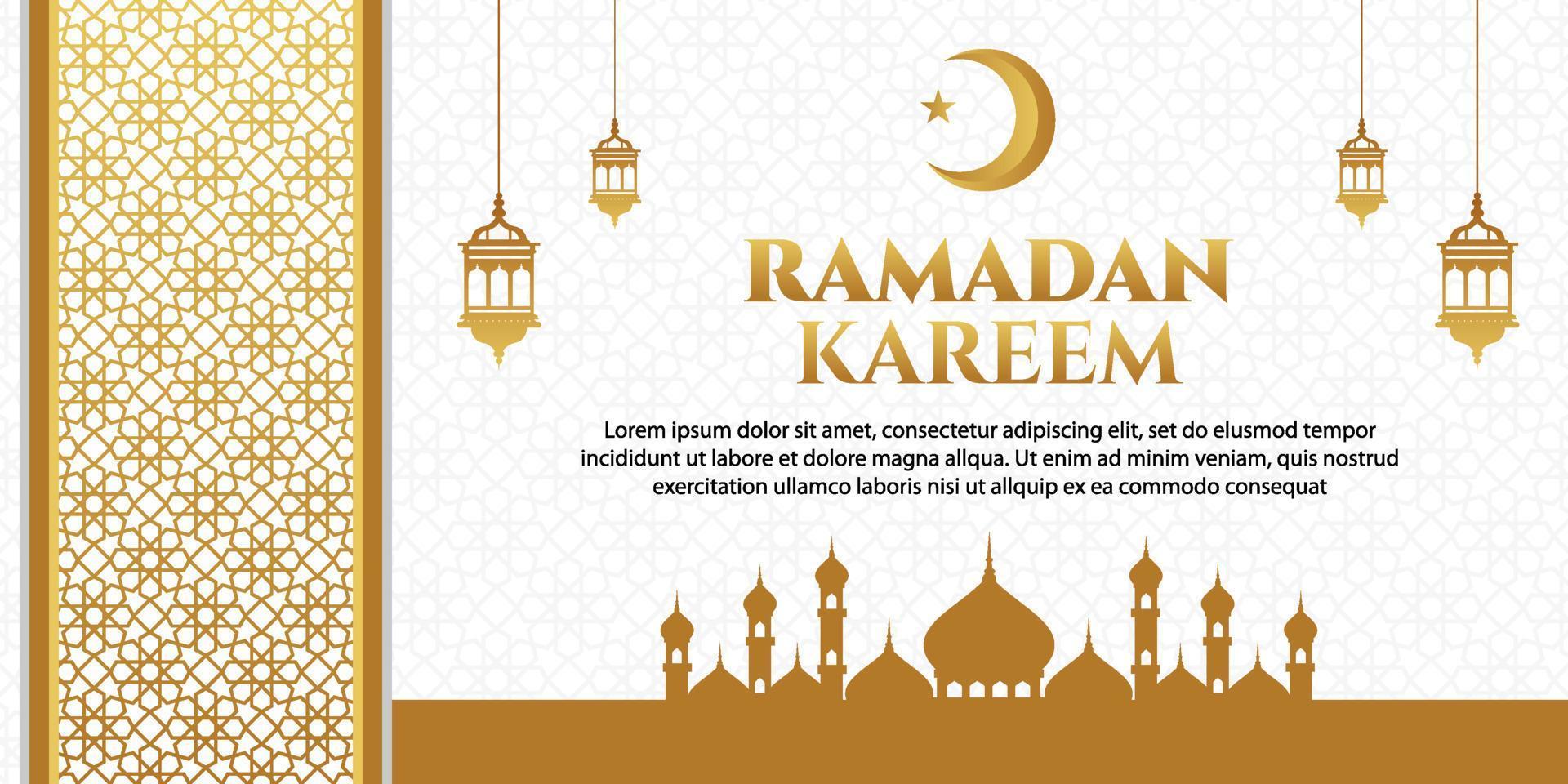 Ramadan Kareem Greeting With Mosque vector