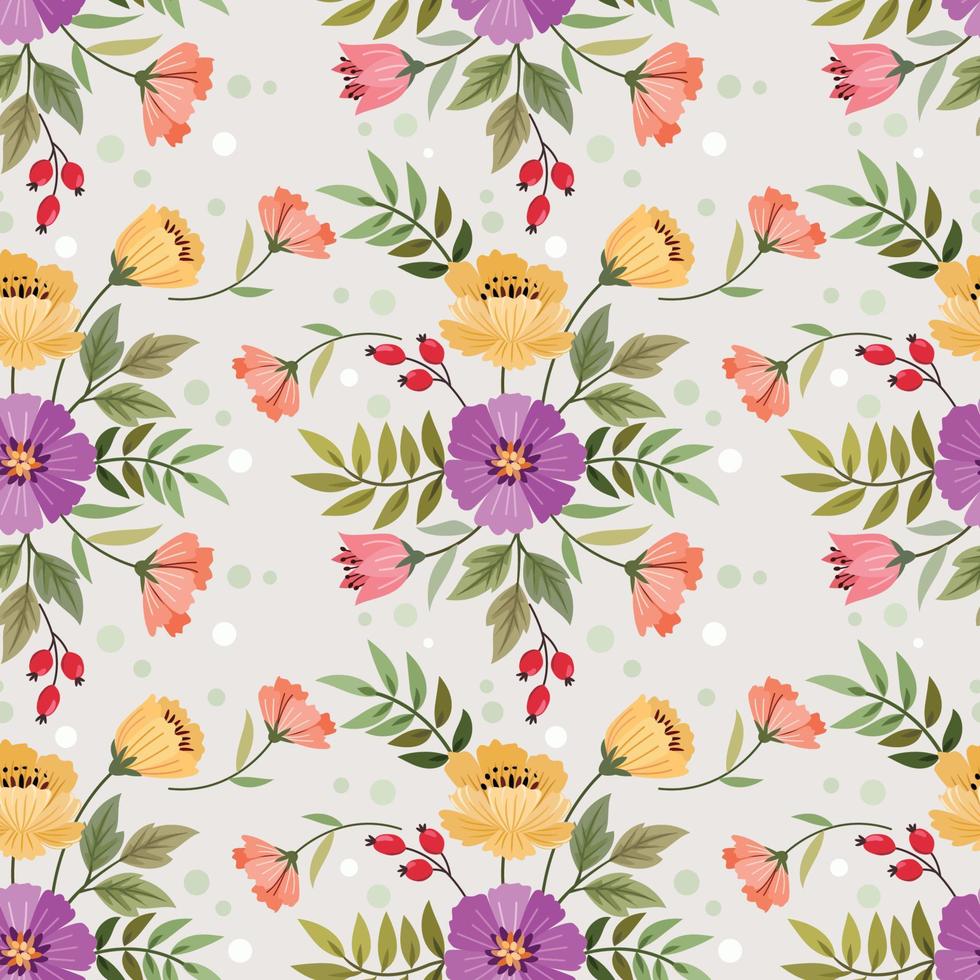 Colorful hand draw flowers seamless pattern. vector