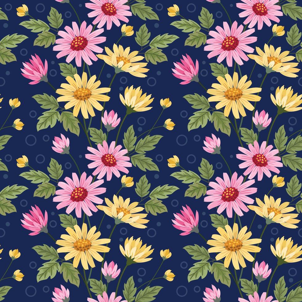 Colorful hand draw flowers seamless pattern. vector