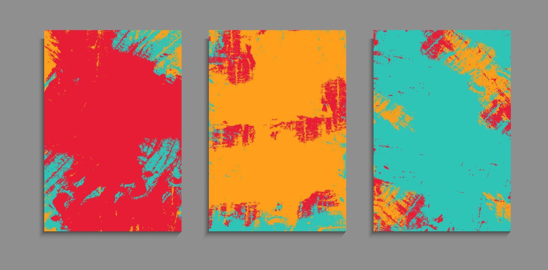 Set Of Abstract Colorful Grunge Paint Texture Background Design A4 Template vector