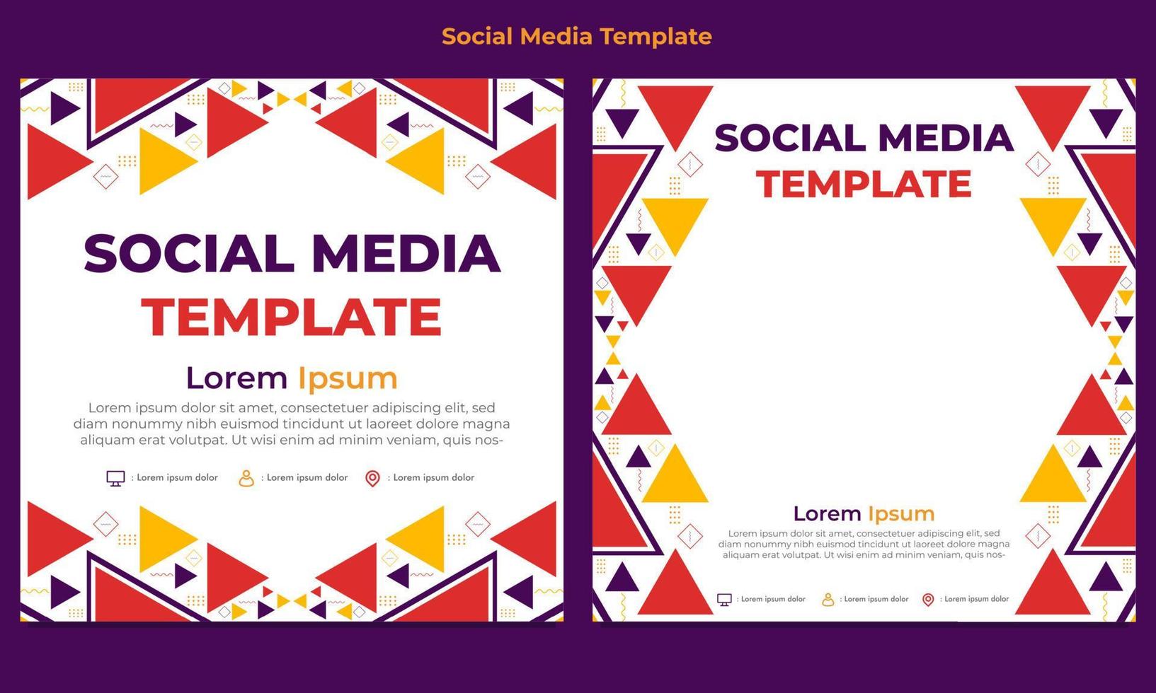 colorful triangle geometric shape social media post template vector