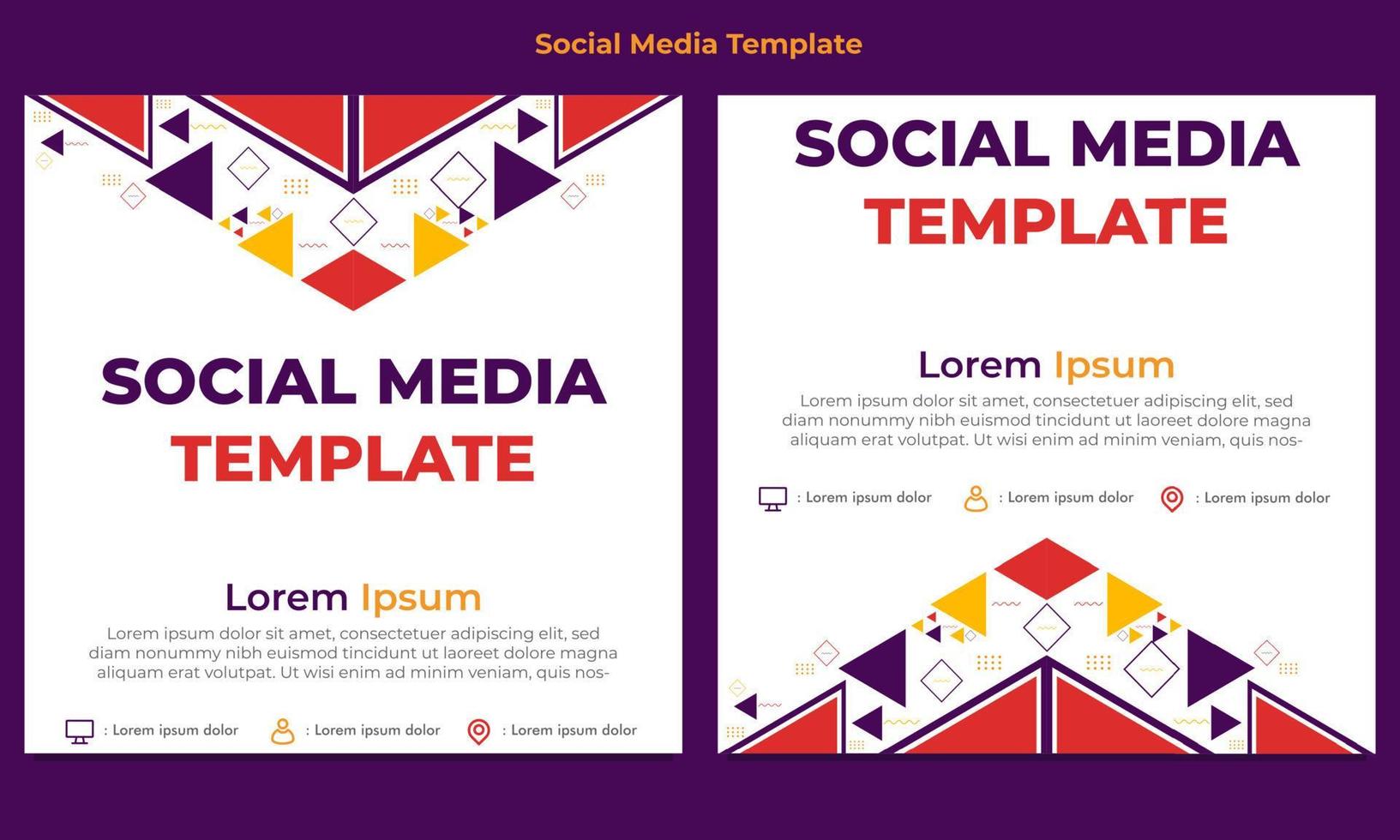 plantilla de publicación de redes sociales de forma geométrica de triángulo colorido vector