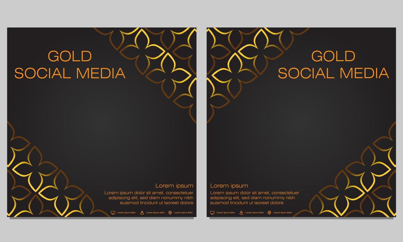 plantilla de publicación de redes sociales de oro negro vector