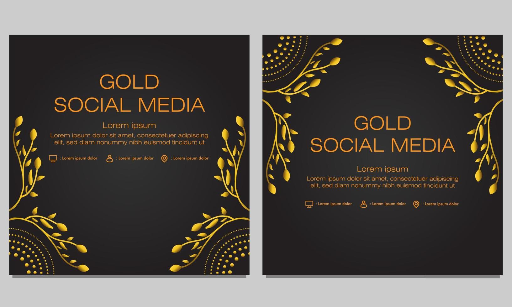 gold floral social media post template vector