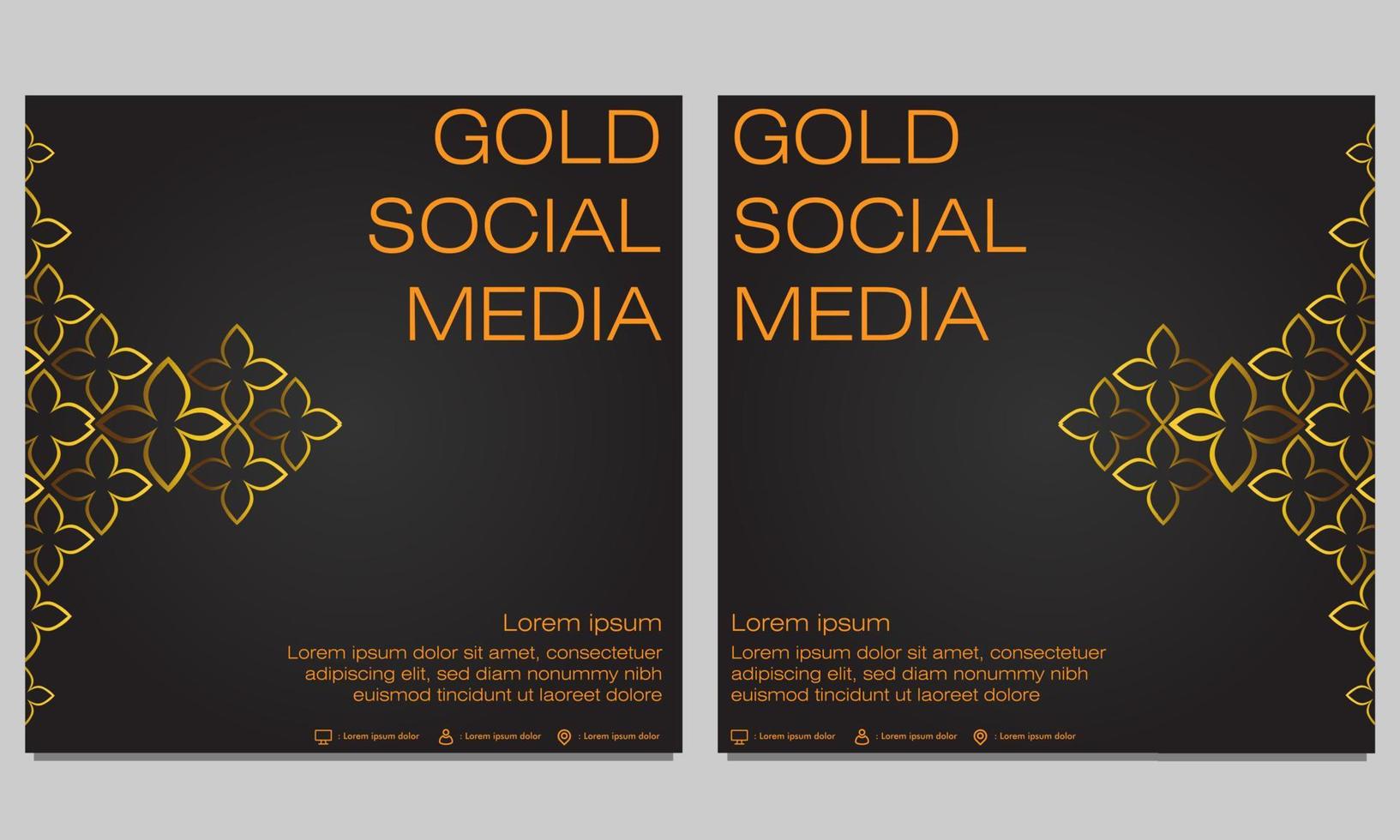 gold floral social media post template vector