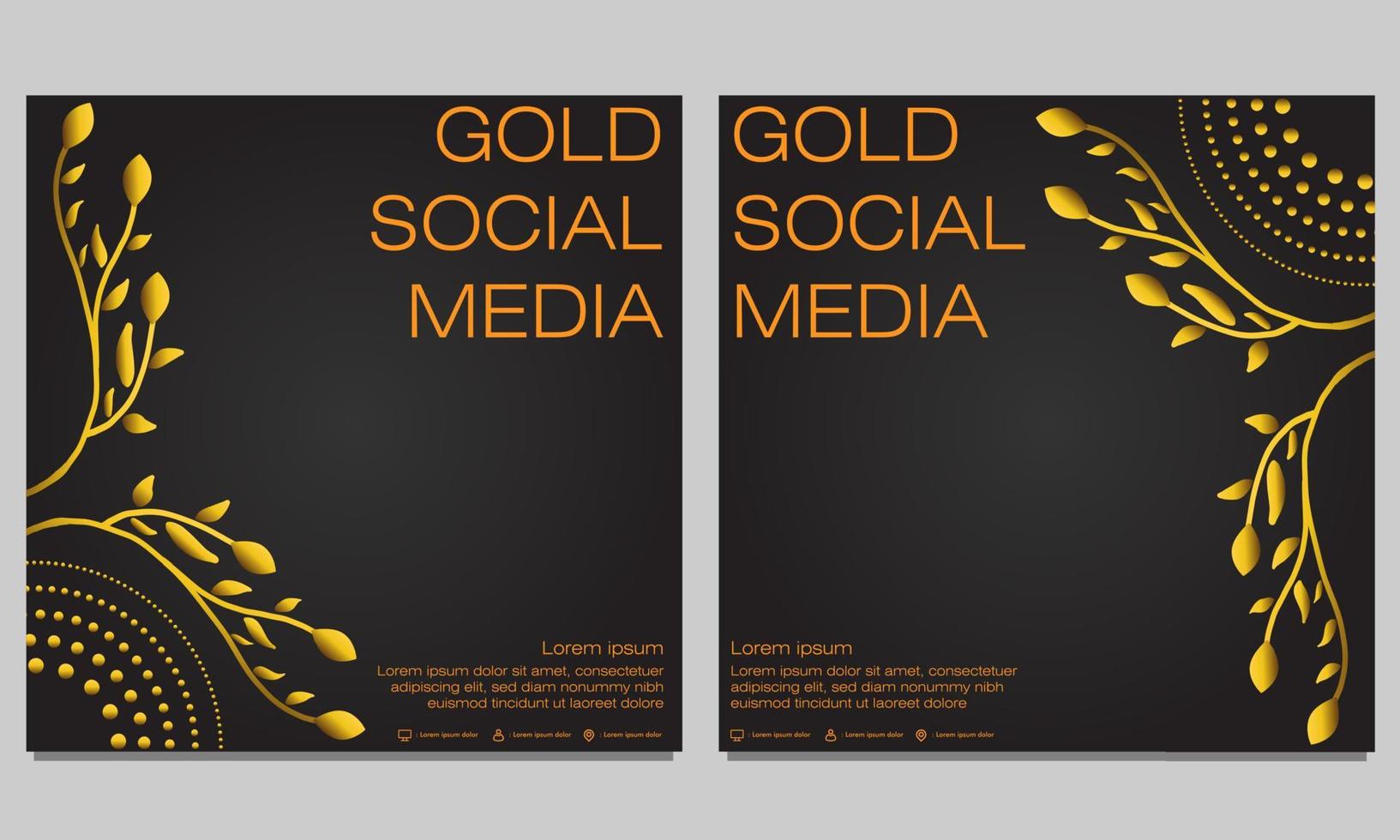 gold floral social media post template vector