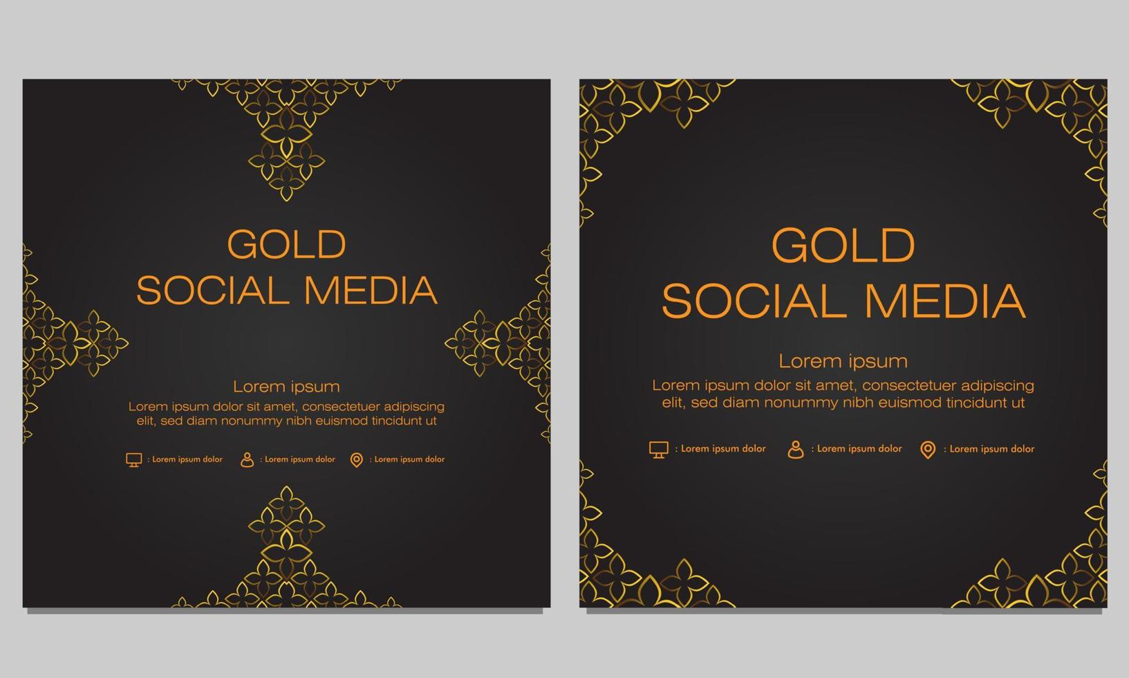 gold floral social media post template vector