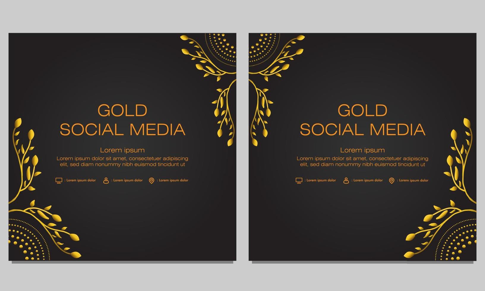 gold floral social media post template vector