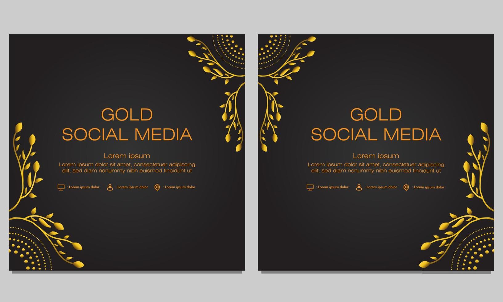 gold floral social media post template vector