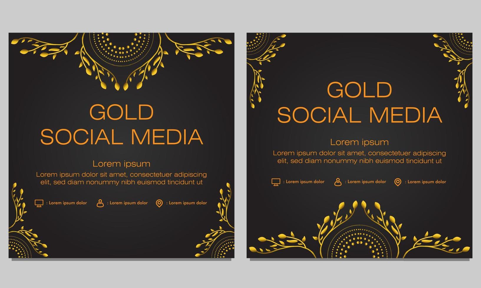 gold floral social media post template vector