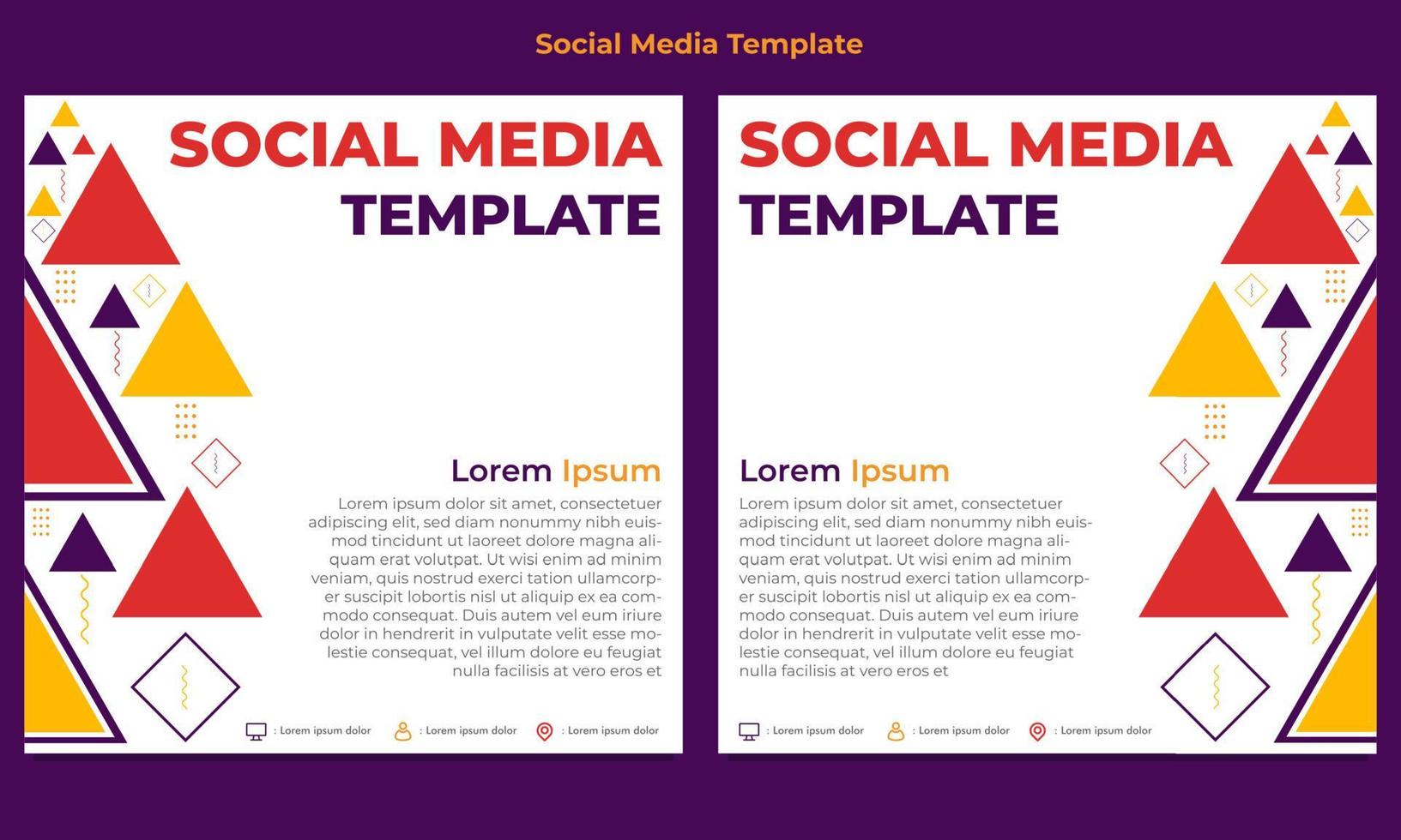 plantilla de publicación de redes sociales de forma geométrica de triángulo colorido vector