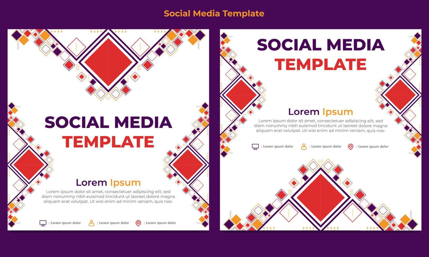 colorful triangle geometric shape social media post template vector