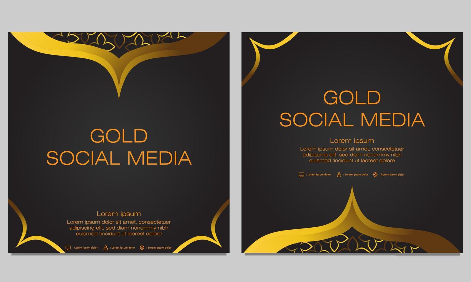 black gold social media post template vector