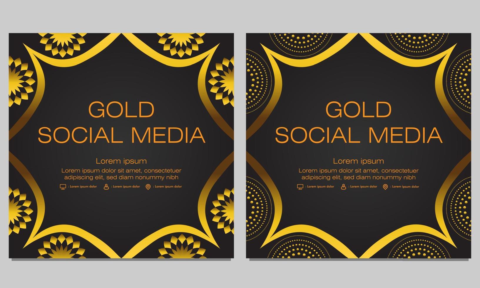 gold floral social media post template vector