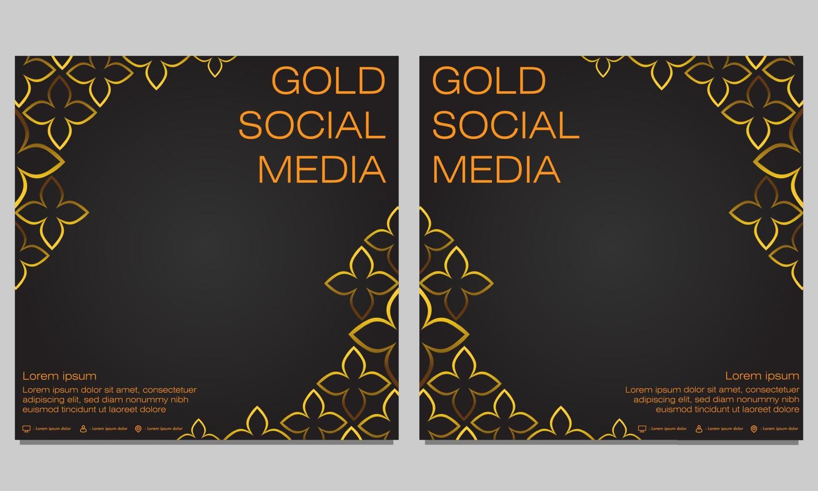 gold floral social media post template vector