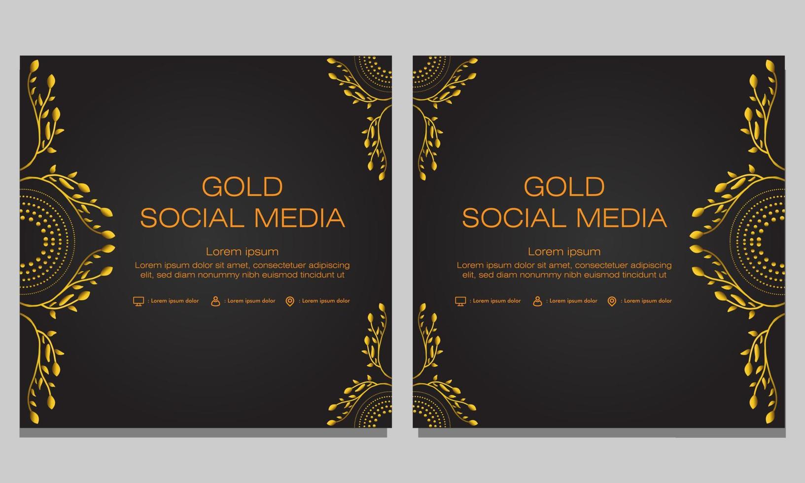 gold floral social media post template vector