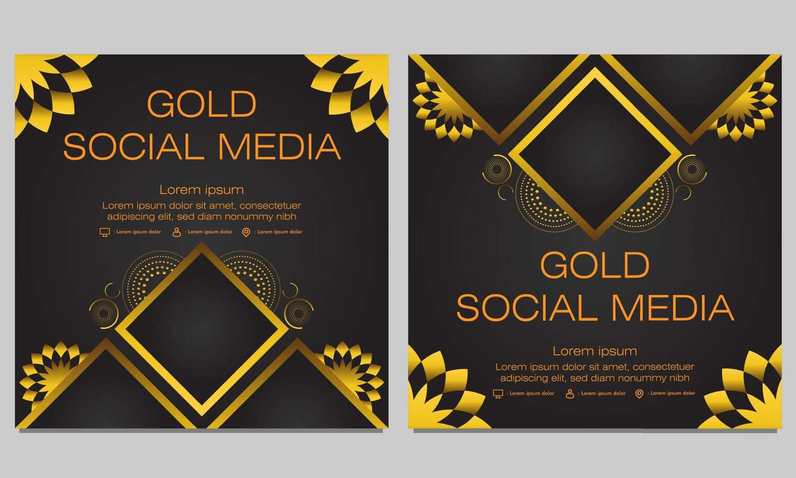 gold floral social media post template vector