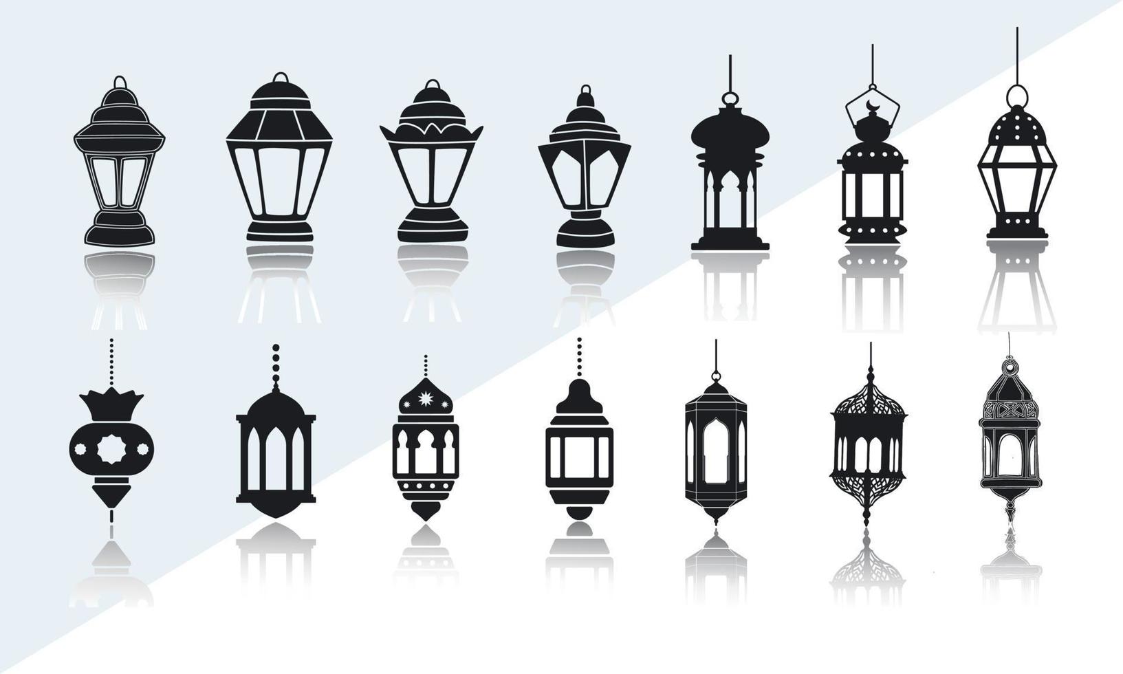 fotograami conjuntos de iconos de lámparas islámicas vector