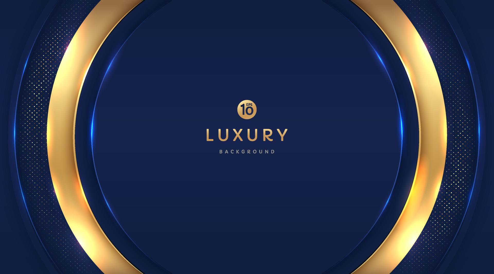 Dark navy blue and gold circle shapes on background with glowing golden