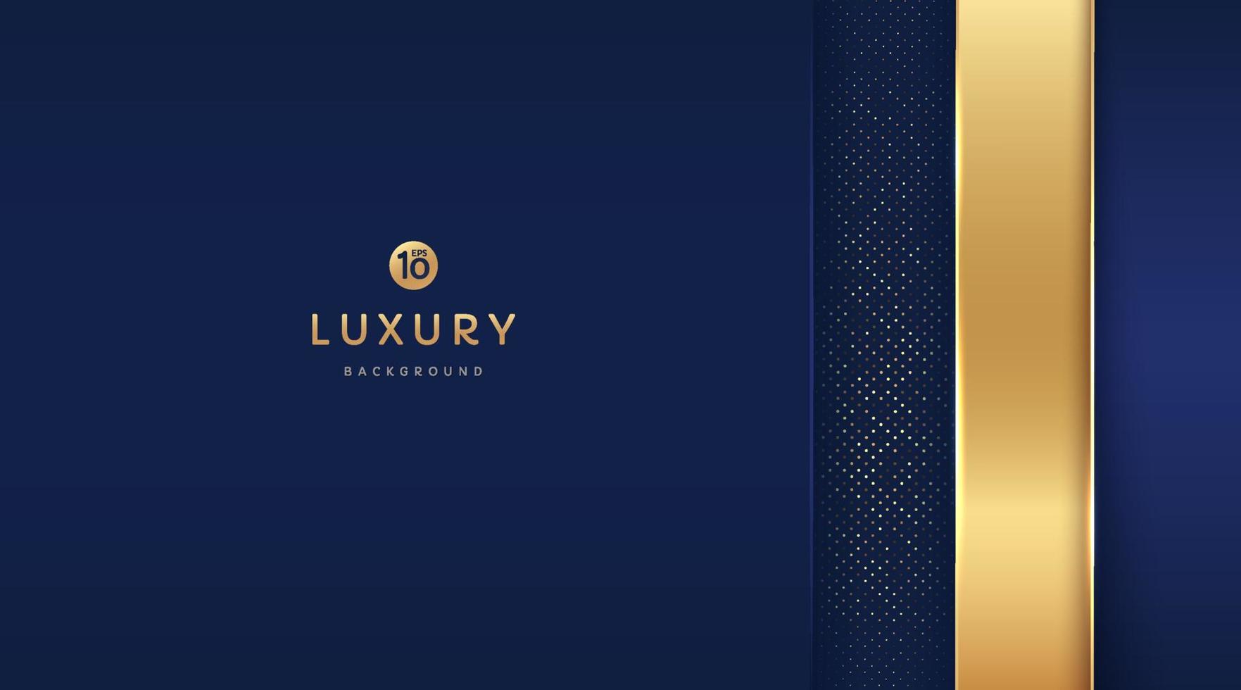 Dark blue and gold vertical rectangle shapes on background with glowing golden striped lines and glitter. Luxury and elegant. Abstract template design. Design for presentation, banner, cover. vector