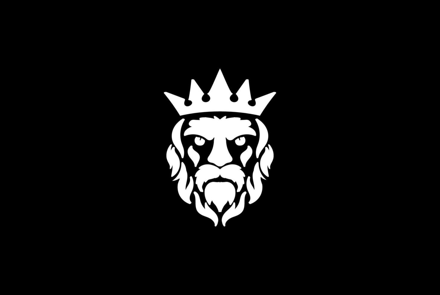 Zeus Poseidon Lord King God Crown Face Head Logo Design Vector