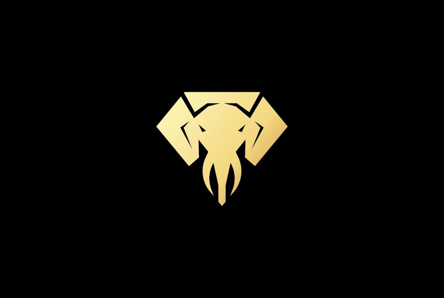 Geometric Golden Diamond Elephant Logo Design Vector