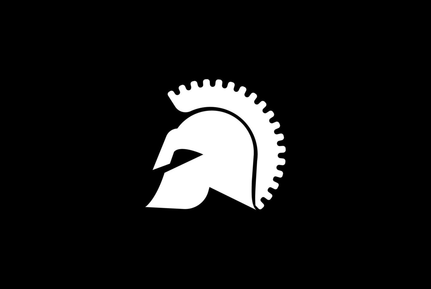casco espartano espartano vintage con vector de diseño de logotipo de engranaje industrial