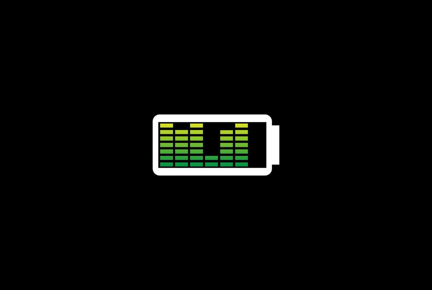 Simple Modern Battery with Sound Wave Bar for Music DJ Logo Design Vector