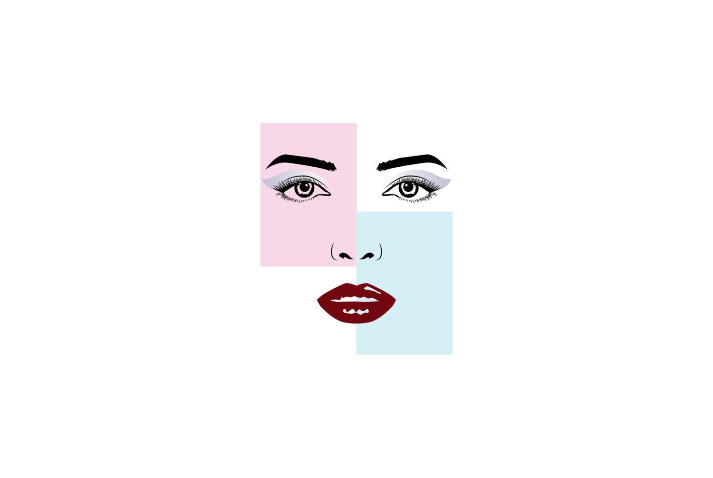 Pretty Beauty Woman Girl Lady Female Face for Makeup Cosmetics Spa Logo Design Vector