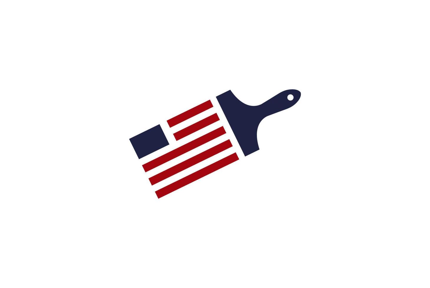 Simple Minimalist US American Flag with Brush Paint Logo Design Vector