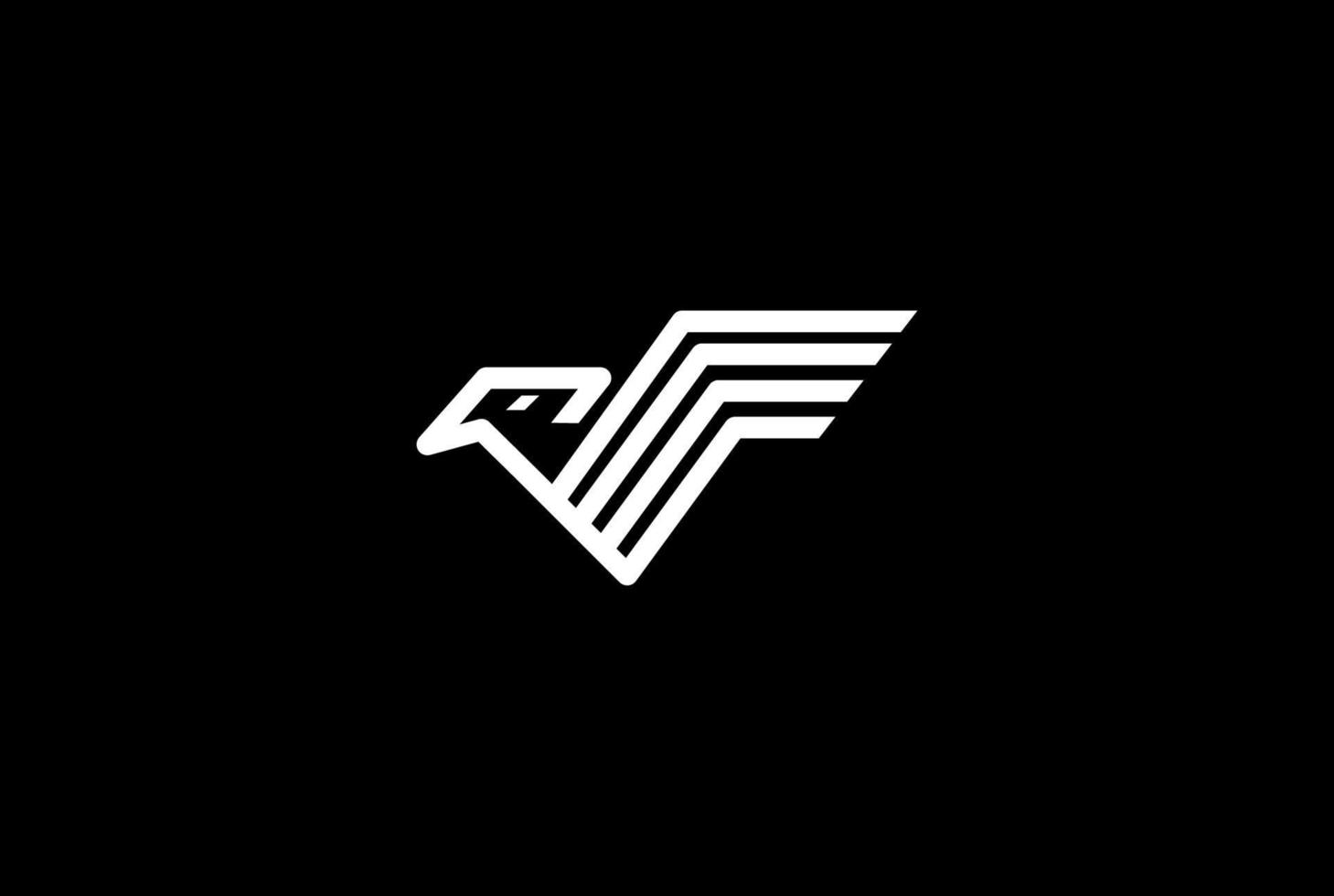 Geometric Flying Eagle Hawk Falcon Wing Monogram Logo Design Vector