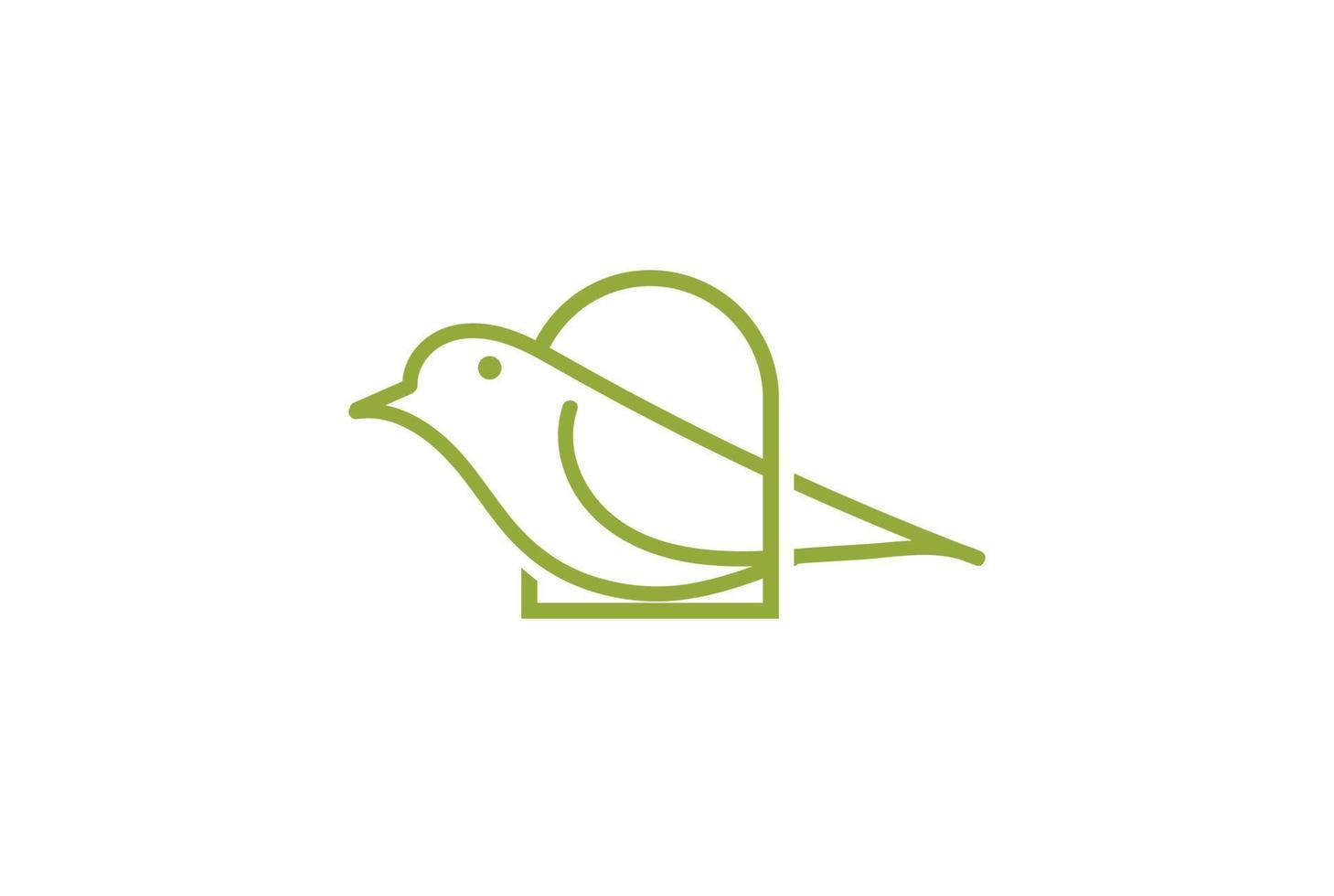 Simple Minimalist Singing Canary Robin Bird Line art Style Logo Design Vector