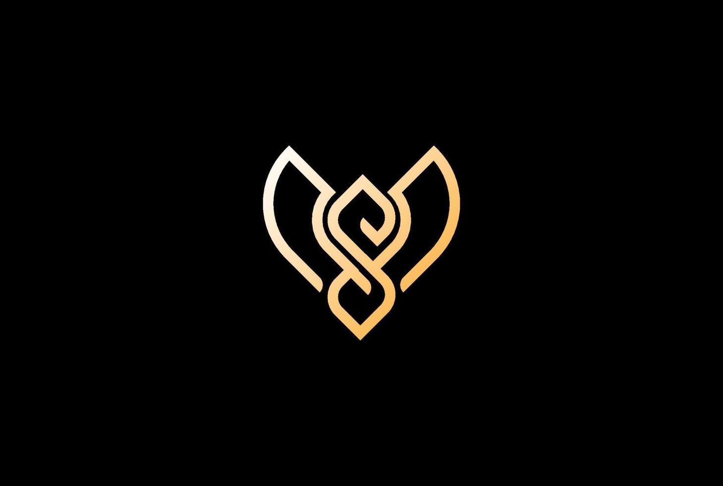 Elegant Golden Letter S Butterfly Eagle Hawk Falcon Bird Wing Logo Design Vector