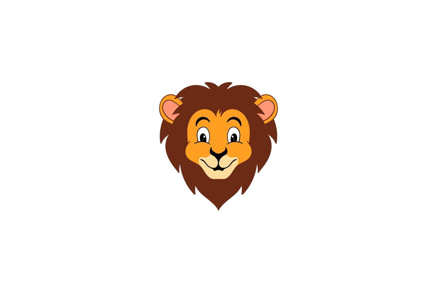 linda sonrisa cabeza de león cara caricatura mascota personaje logotipo diseño vector