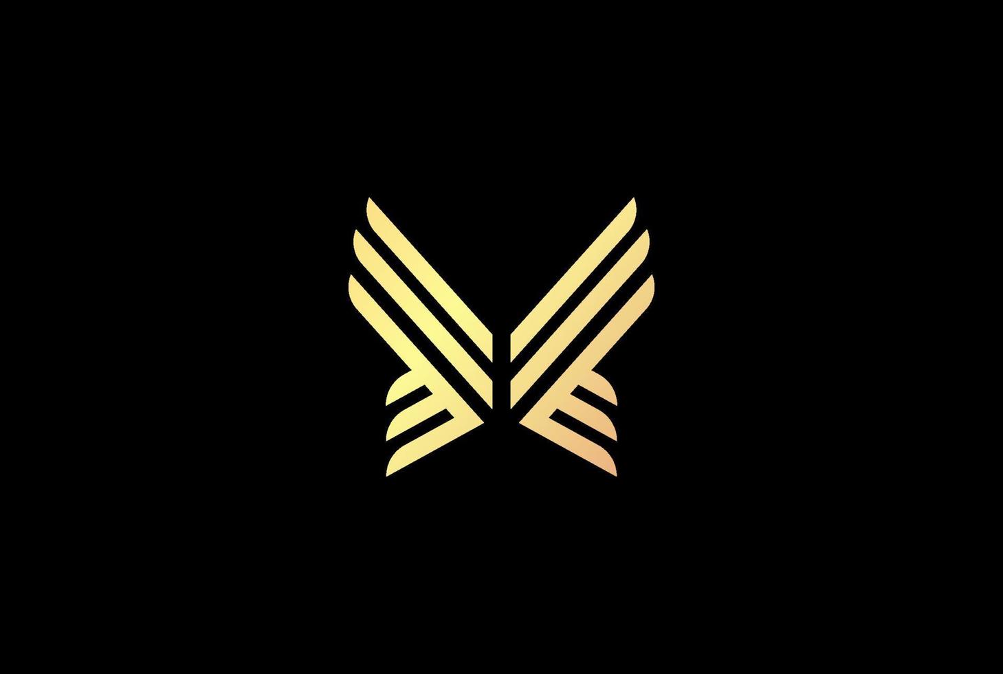 vector de diseño de logotipo de monograma de línea de pájaro de ala elegante dorado minimalista simple