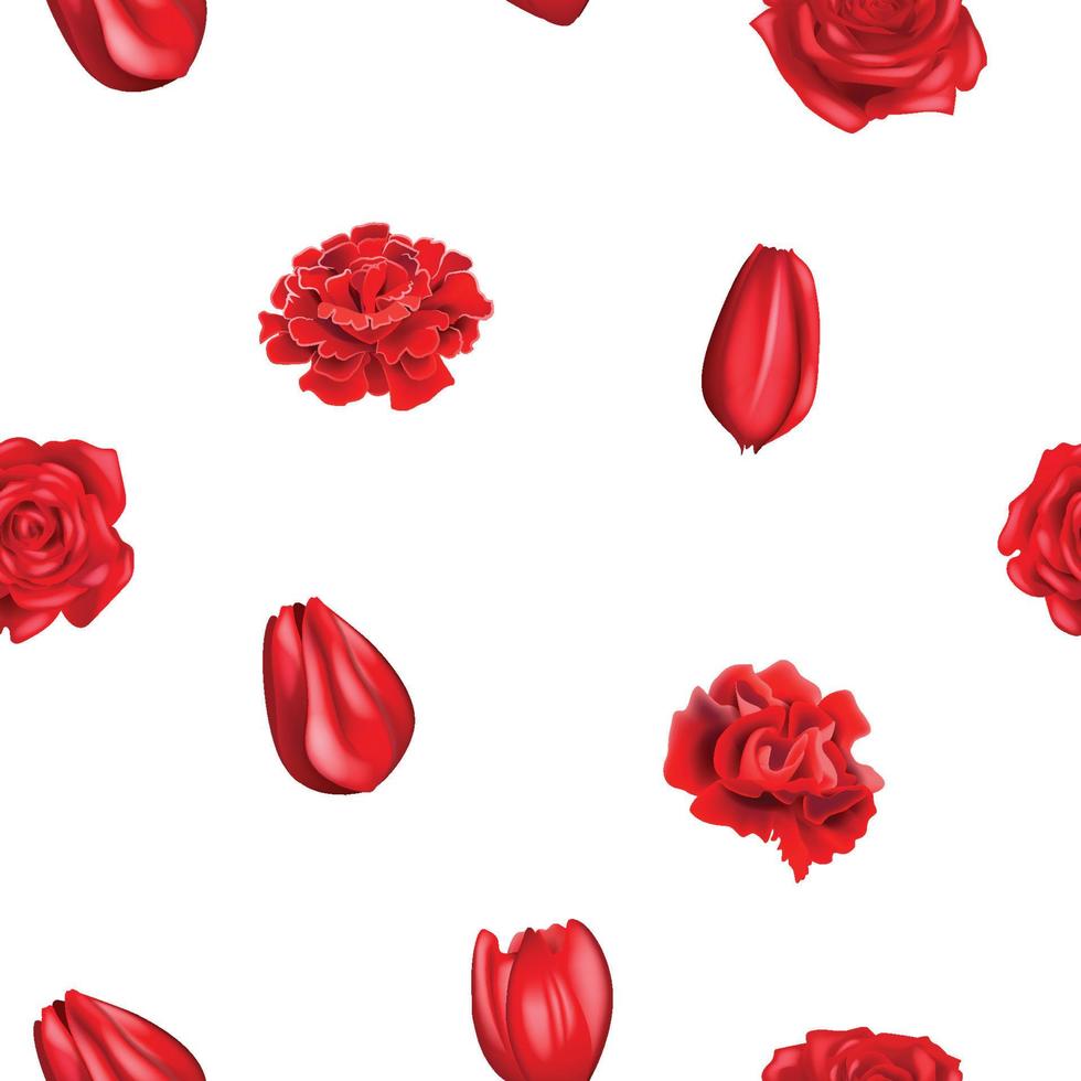 cabeza de flor roja sin fisuras patrón de fondo 3d ilustración vectorial vector