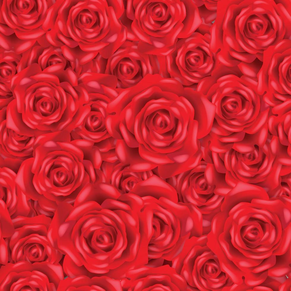 ilustración de vector de patrón sin costuras de arbusto de rosa roja para fondo de pantalla o fondo