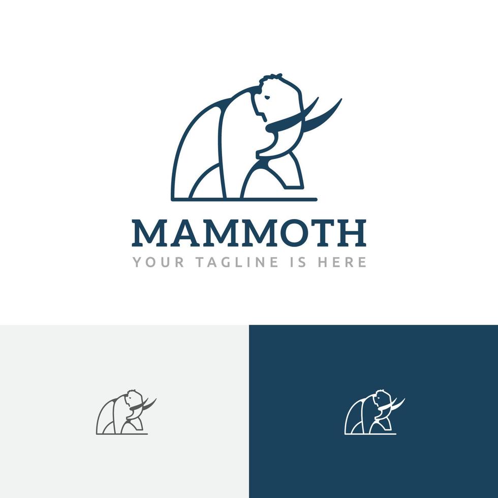 Big Mammoth Elephant Ice Age Ancient Animal Line Logo vector