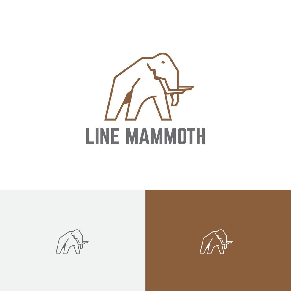 Big Mammoth Elephant Ice Age Ancient Animal Monoline Logo vector