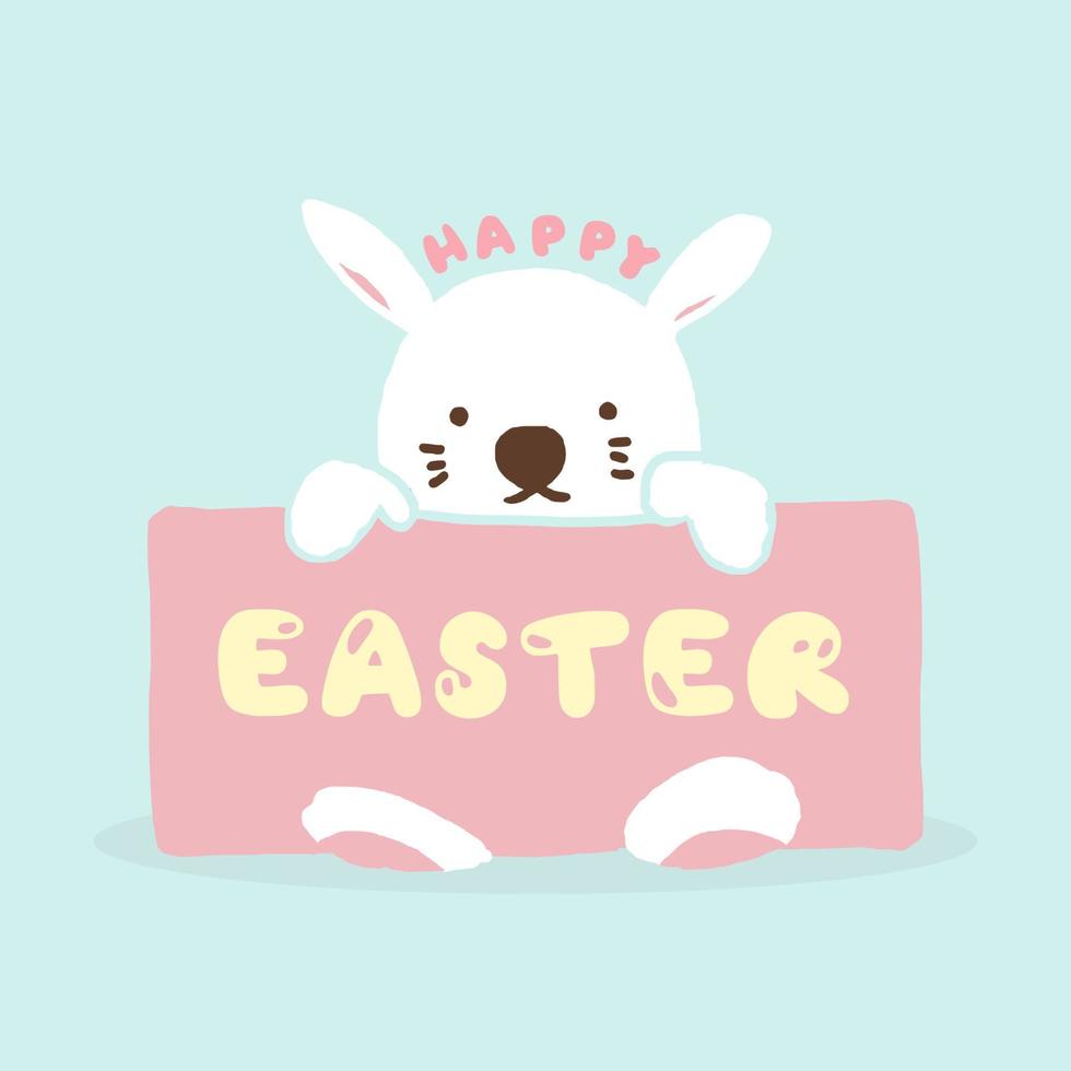 Doodle Design Greeting Happy Easter Card, Cute Hand drawn Bunny vector