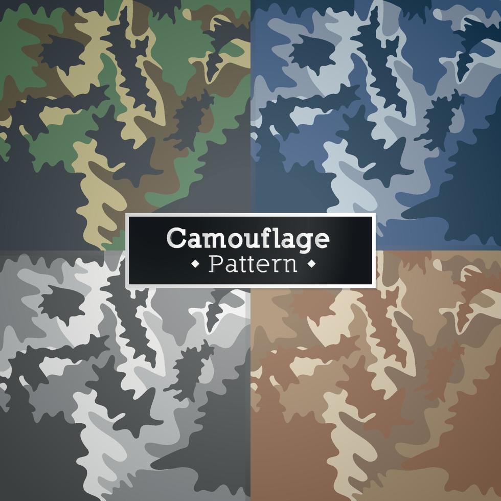 Set of Abstract Military and army camouflage pattern 4 battlefield terrain background vector