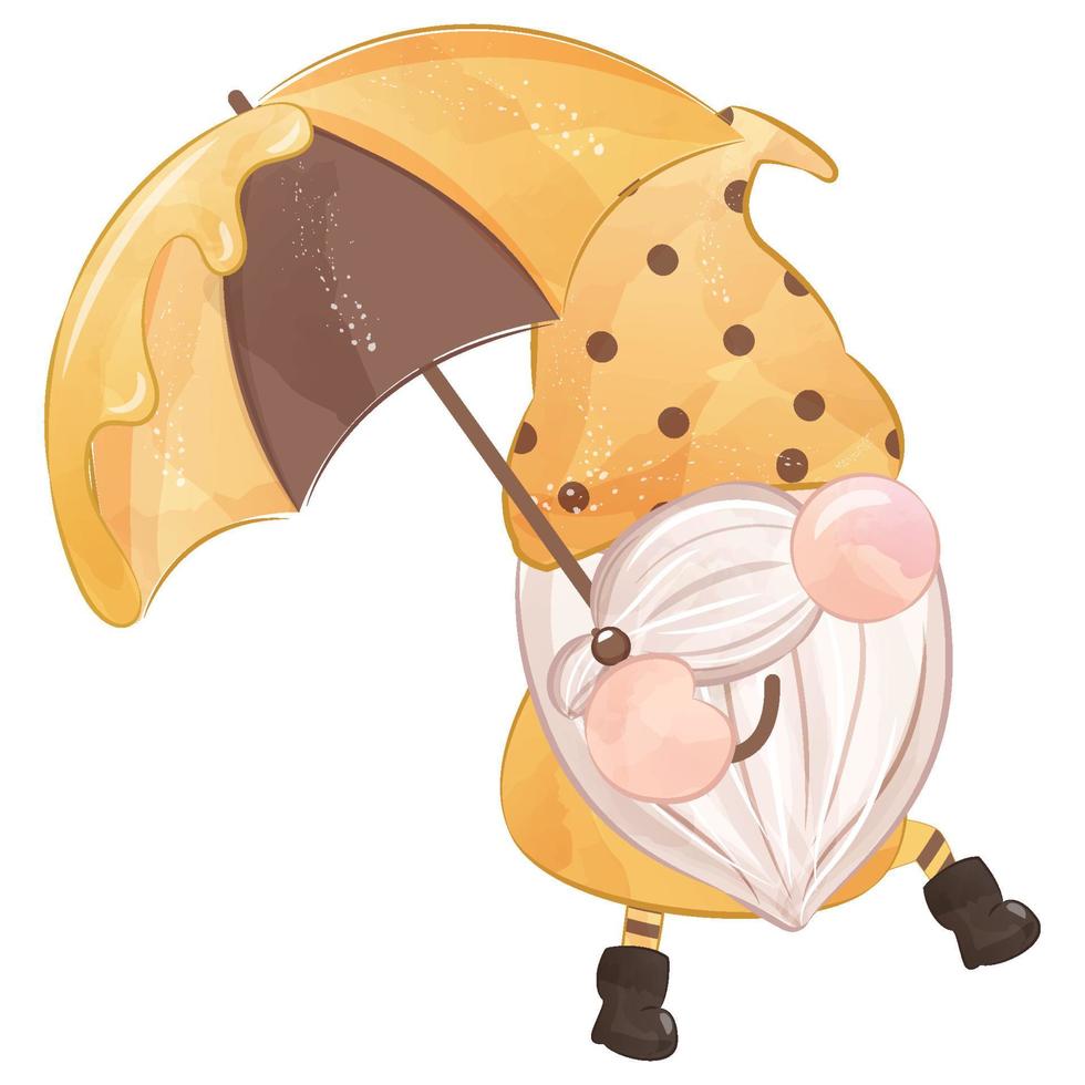 Cute Gnome with umbrella vector