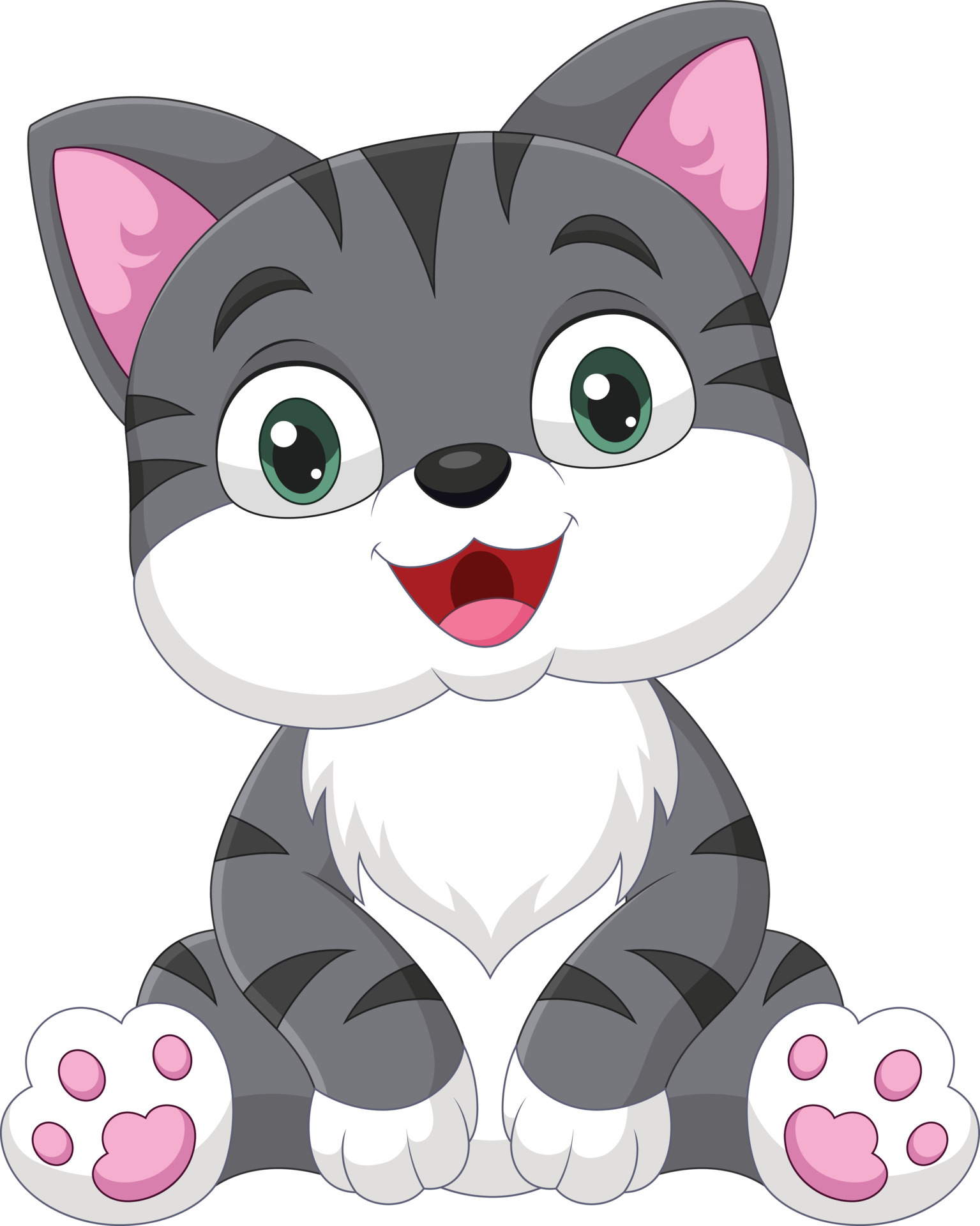 Cartoon funny cat sitting on white background 7152906 Vector Art at Vecteezy