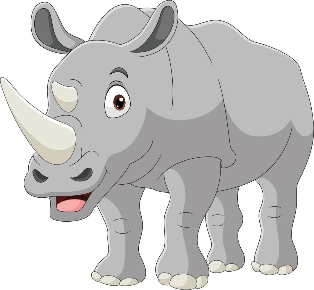 rinoceronte de dibujos animados sobre fondo blanco vector
