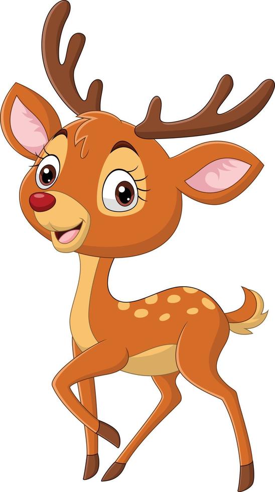 Cartoon cute little deer on white background vector