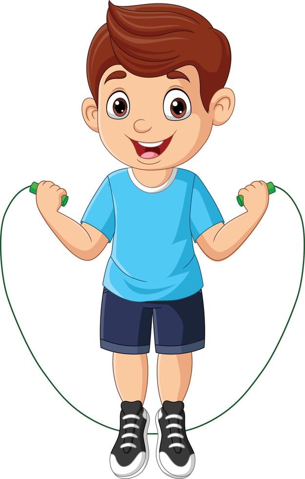 Cartoon little boy playing jumping rope 7152945 Vector Art at Vecteezy