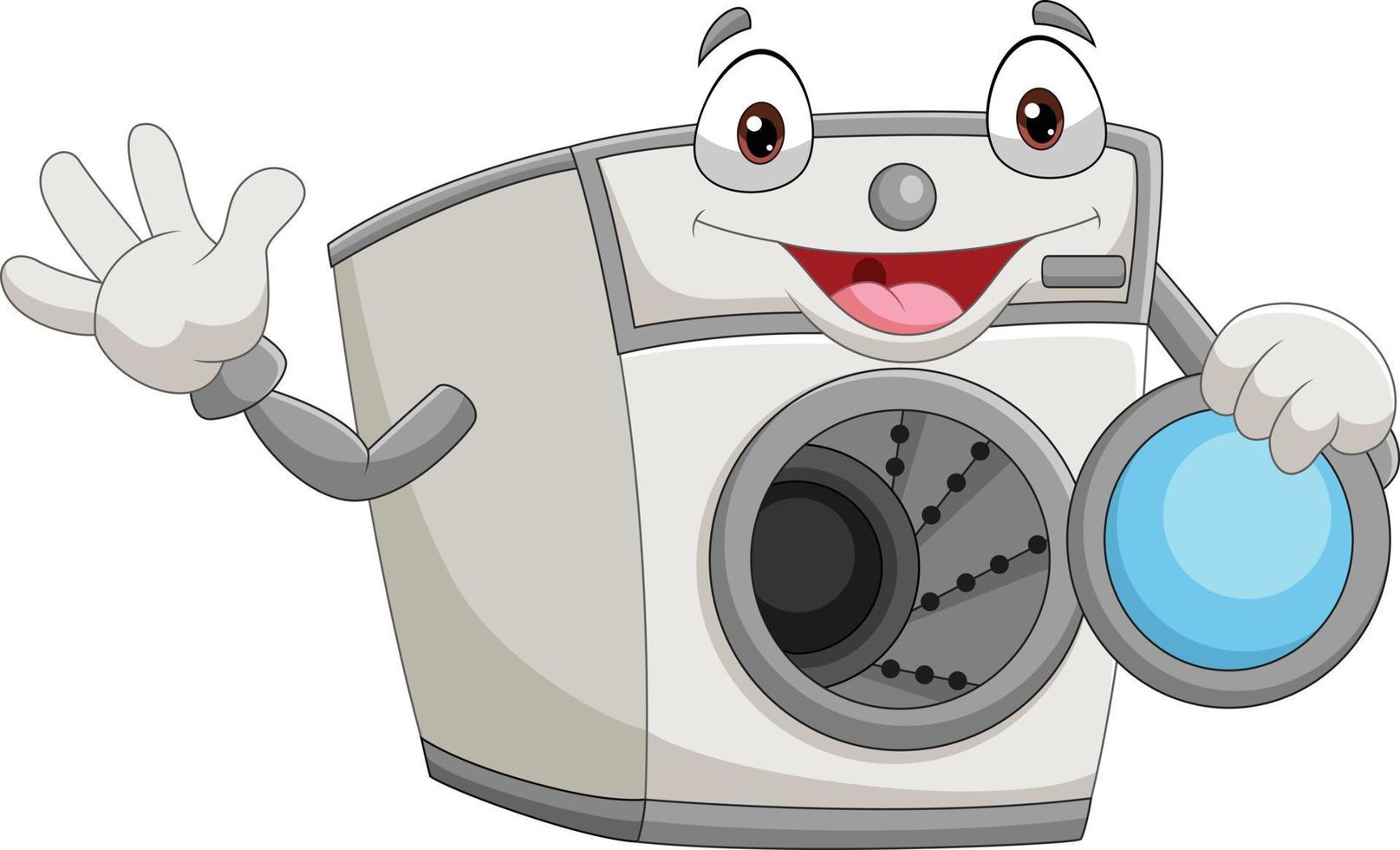 Cartoon smiling washing machine character vector