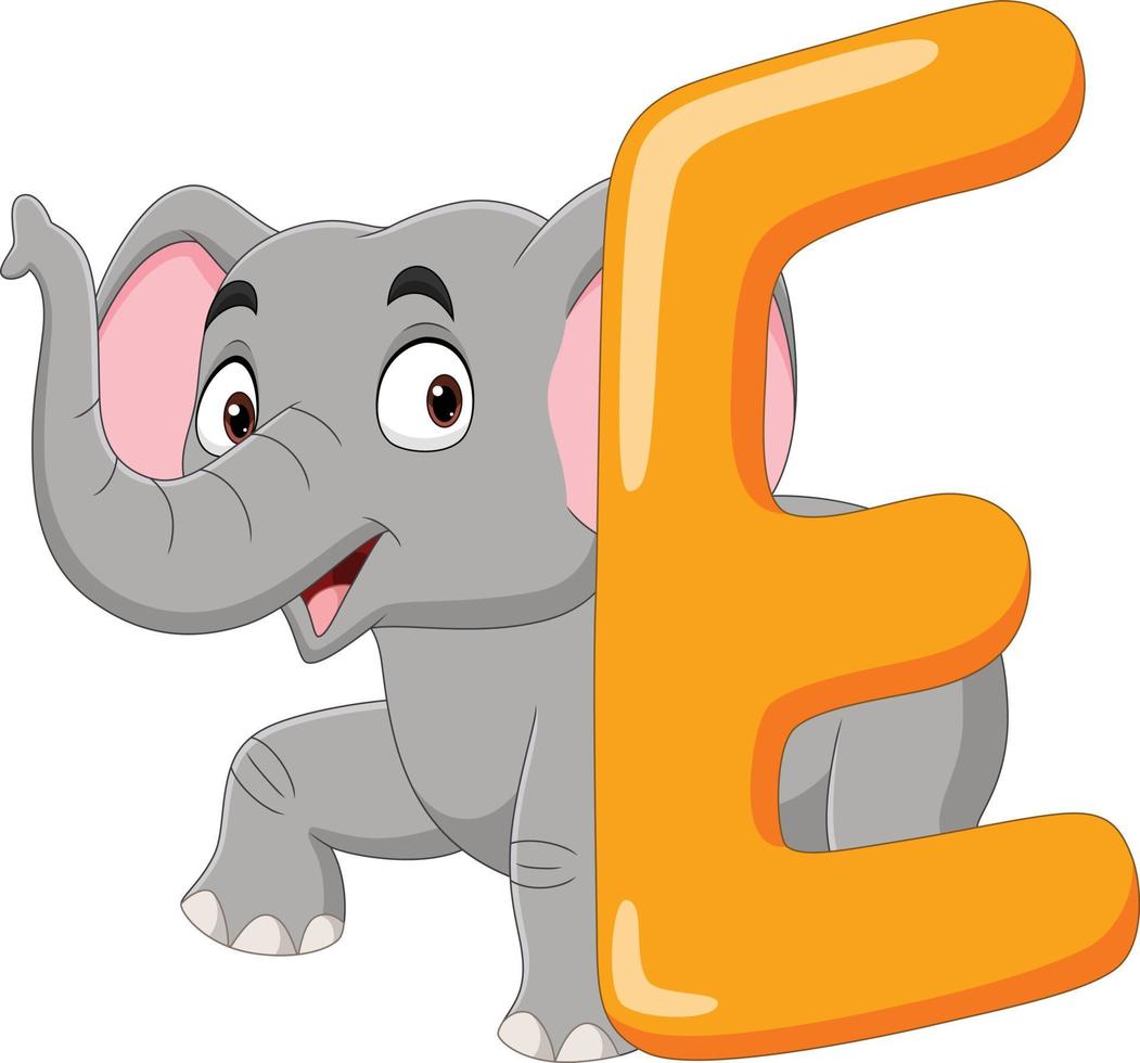 alfabeto letra e para elefante vector